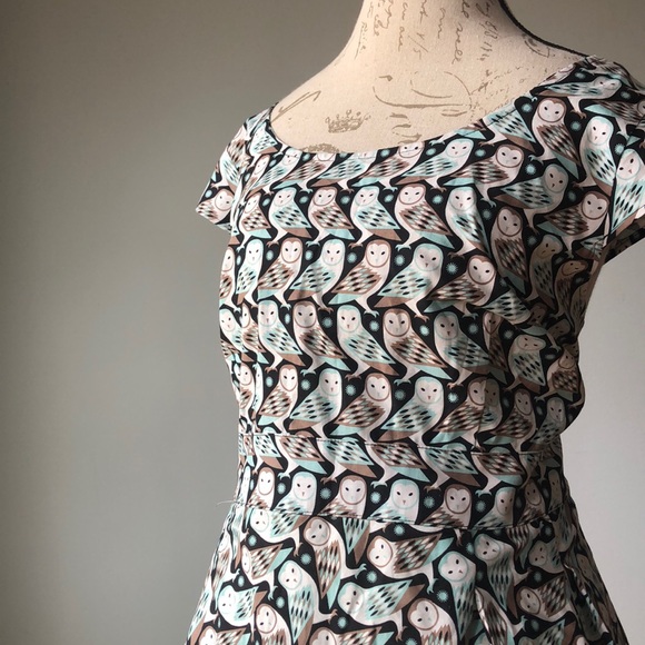 ModCloth Retrolicious Owl Fit & Flare Pinup Dress - Picture 3 of 8